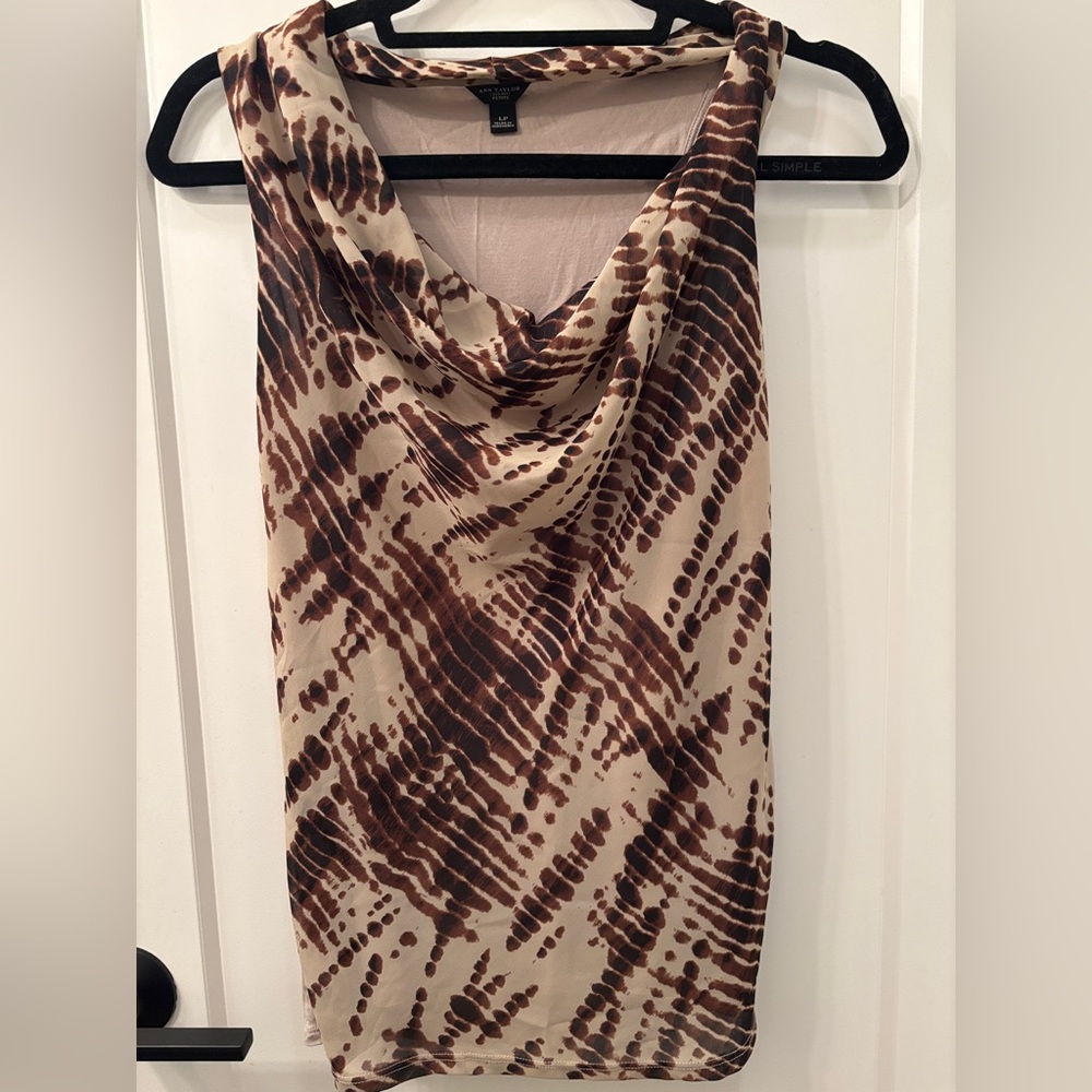 Ann Taylor cowl neck shell, size large petite
